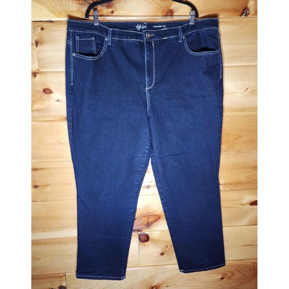 Style & Co. Jeans Womens Plus Size 24M Straight Leg Jeans Dark - Picture 1 of 7